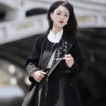 Women's Black Coat Fashion Hanfu Daily Fall Costume