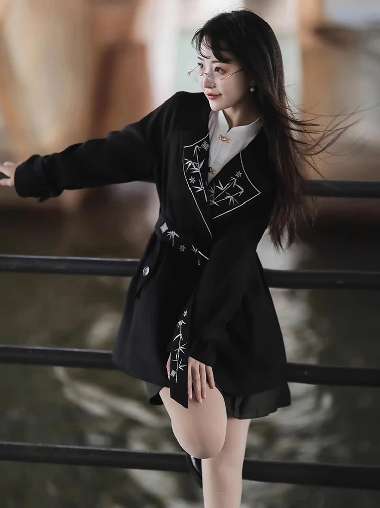 Women's Black Coat Fashion Hanfu Daily Fall Costume