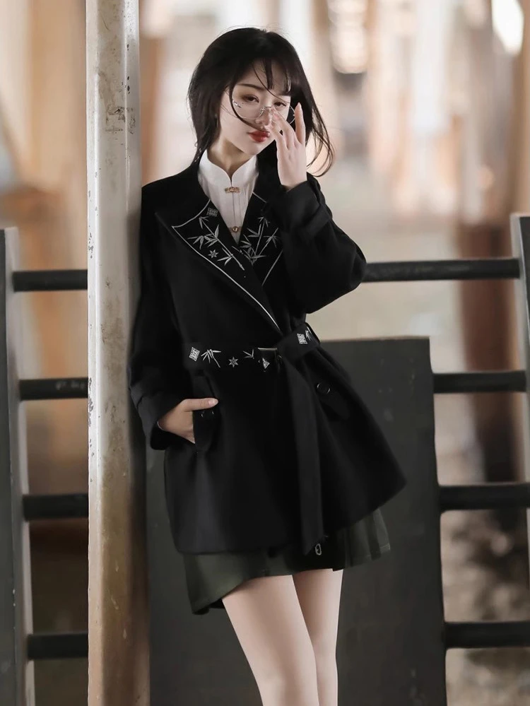 Women's Black Coat Fashion Hanfu Daily Fall Costume