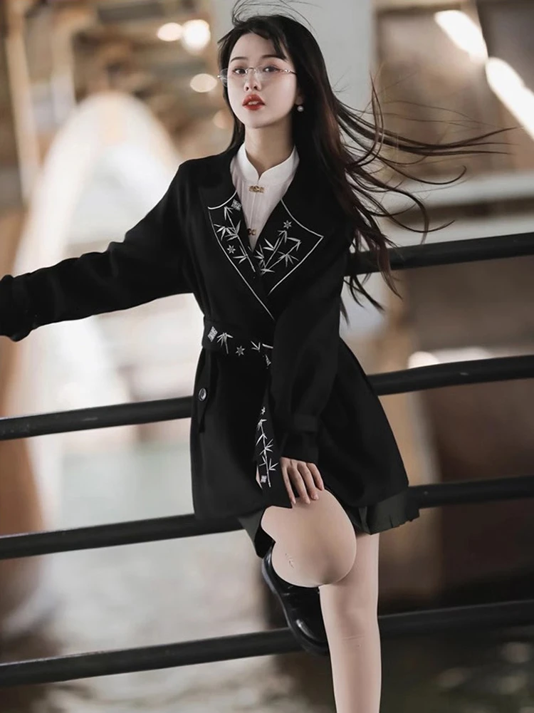 Women's Black Coat Fashion Hanfu Daily Fall Costume