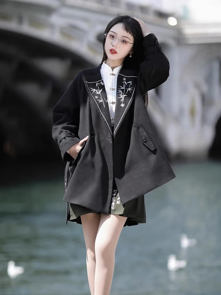 Women's Black Coat Fashion Hanfu Daily Fall Costume