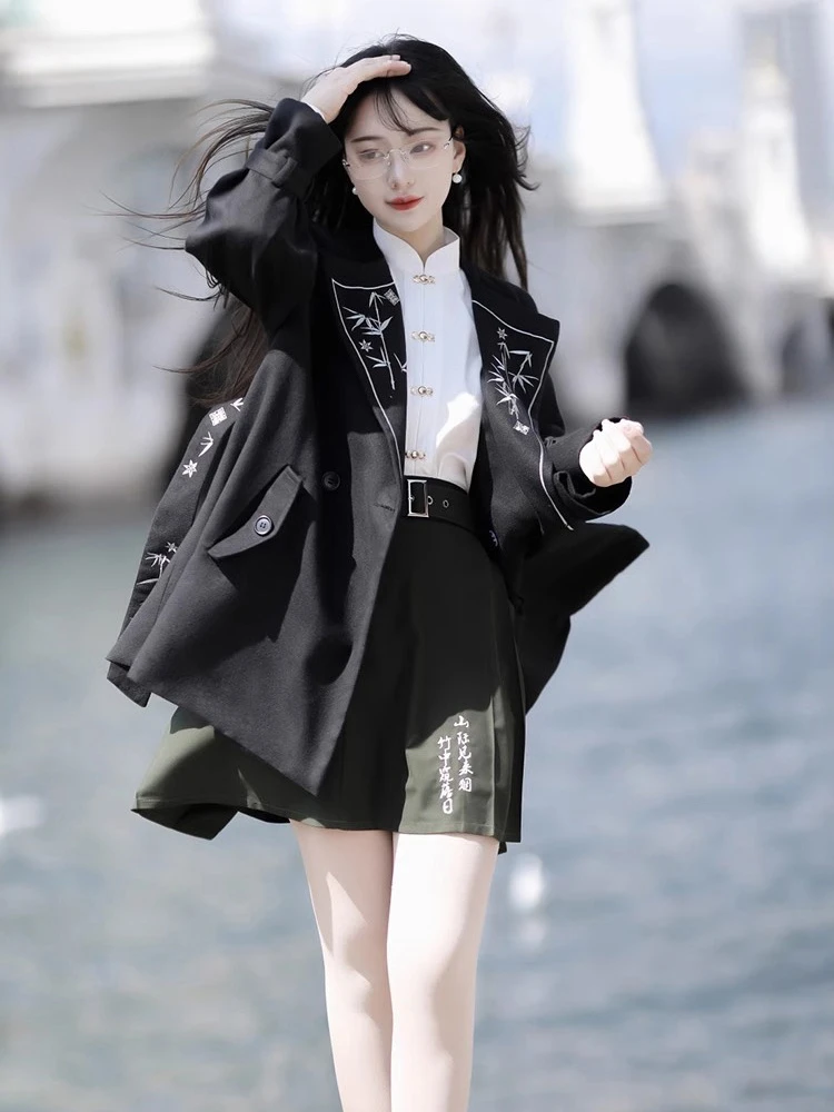 Women's Black Coat Fashion Hanfu Daily Fall Costume