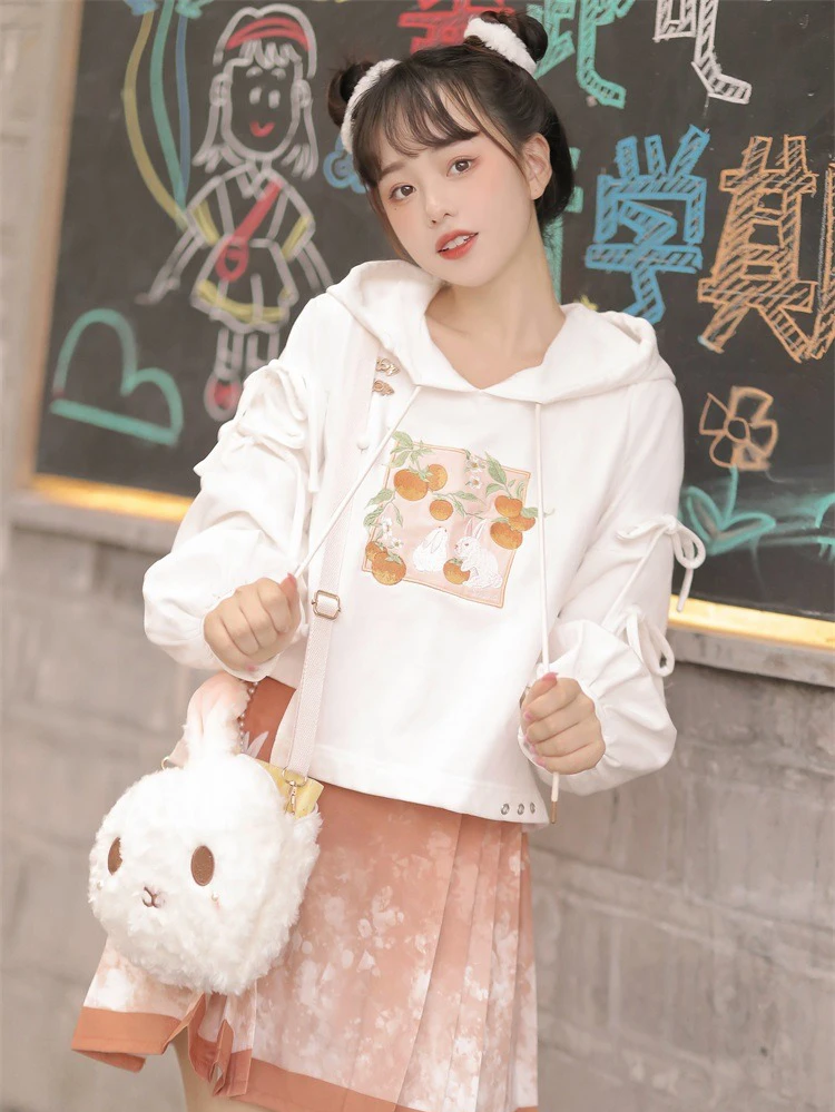 Women's Cute Hanfu Sweatshirt Ma Mian Skirt Autumn 