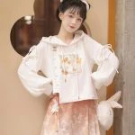 Women's Cute Hanfu Sweatshirt Ma Mian Skirt Autumn