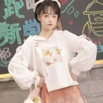 Women's Cute Hanfu Sweatshirt Ma Mian Skirt Autumn