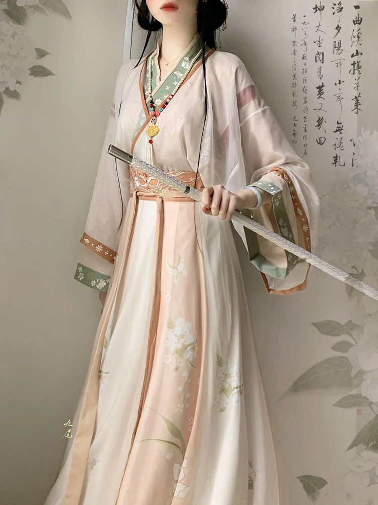 Wuxia Hanfu Wei Jin Style Qiyao Ruqun Autumn