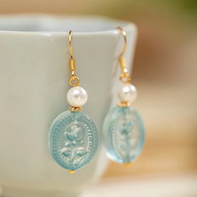 Blue Earrings Court Style Hanfu Accessories