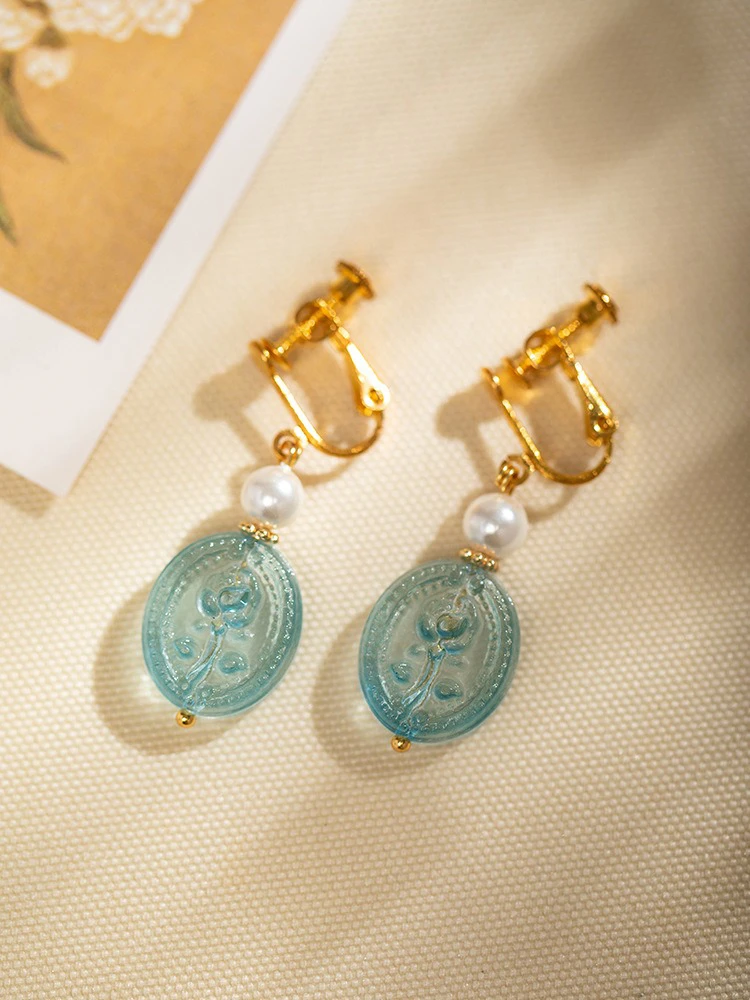 Blue Earrings Court Style Hanfu Accessories