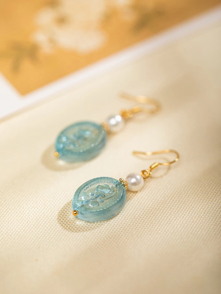 Blue Earrings Court Style Hanfu Accessories