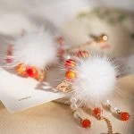 Children's Red Fur Ball Hanfu Butt Cute Tassel