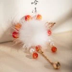 Children's Red Fur Ball Hanfu Butt Cute Tassel