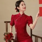 Chinese Cheongsam Wedding Dress Improved Red Gowns