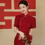 Chinese Cheongsam Wedding Dress Improved Red Gowns