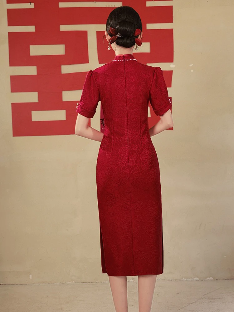 Chinese Cheongsam Wedding Dress Improved Red Gowns