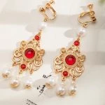 Dunhuang Style Earrings Vintage Red Hanfu Accessories