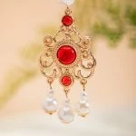 Dunhuang Style Earrings Vintage Red Hanfu Accessories