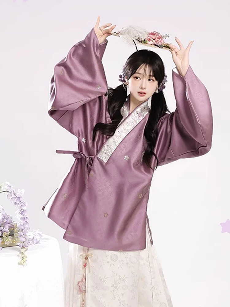 Ming Dynasty Hanfu Jiaoling Pipa Sleeve Modern Ma Mian Dress Autumn