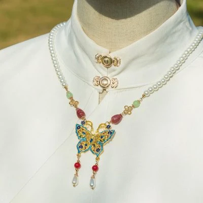 Ming Dynasty Necklace Pearl Butterfly Accessories Classical Jewellery