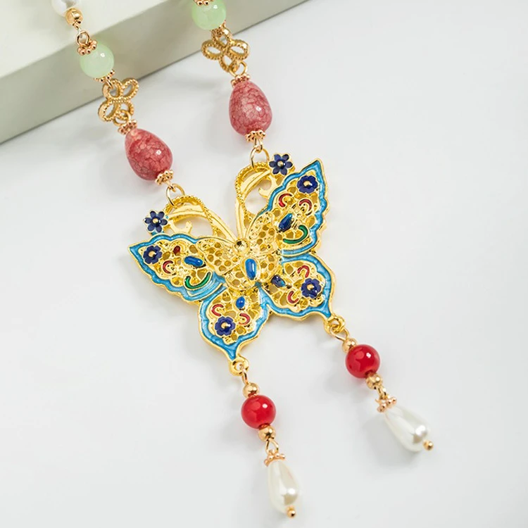 Ming Dynasty Necklace Pearl Butterfly Accessories Classical Jewellery 