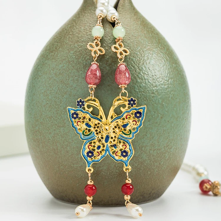 Ming Dynasty Necklace Pearl Butterfly Accessories Classical Jewellery 