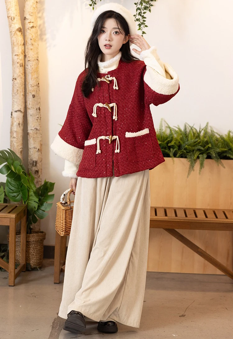 Ming Dynasty Winter Women Hanfu Red New Vintage Style