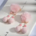 Pink Plush Cute Kids Hanfu Hair Clip Han Element