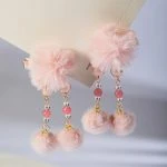 Pink Plush Cute Kids Hanfu Hair Clip Han Element