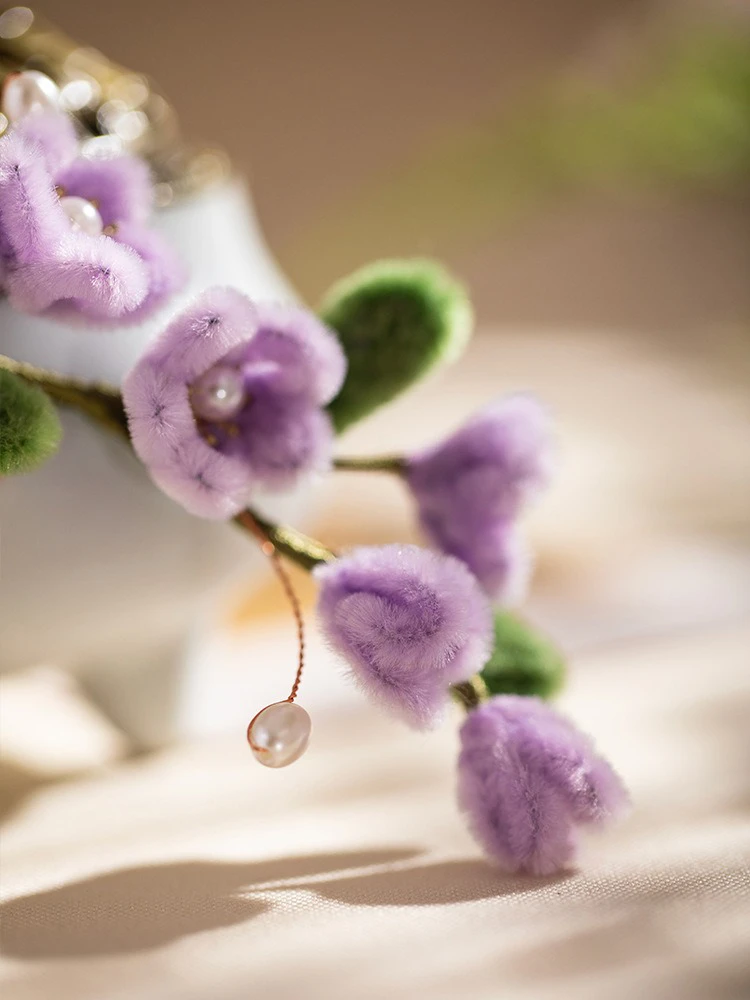 Purple Hanfu Hairpin Velvet Flower Hair Accessories