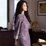 Purple Winter Cheongsam Vintage Classical Girls Qipao