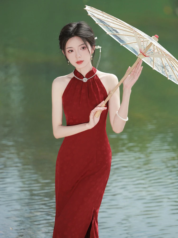 Red Cheongsam Improved Style Chinese Wedding Dresses for Summer