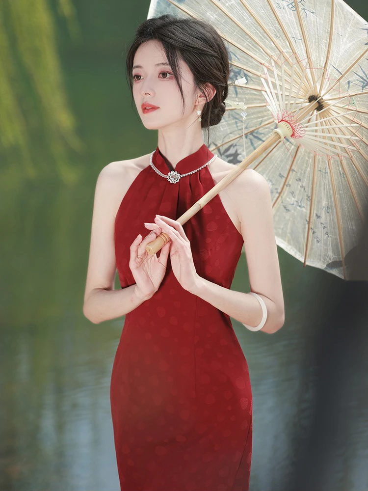 Red Cheongsam Improved Style Chinese Wedding Dresses for Summer