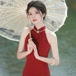 Red Cheongsam Improved Style Chinese Wedding Dresses for Summer