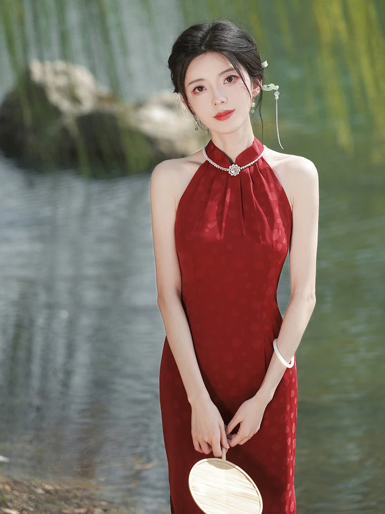 Red Cheongsam Improved Style Chinese Wedding Dresses for Summer