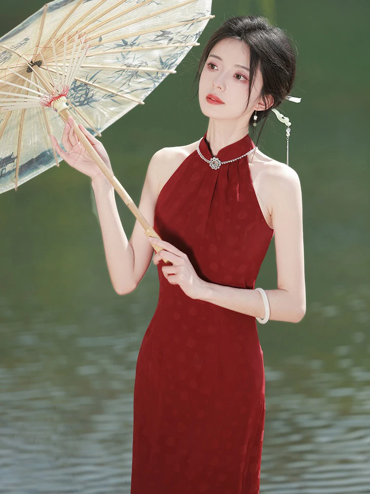 Red Cheongsam Improved Style Chinese Wedding Dresses for Summer