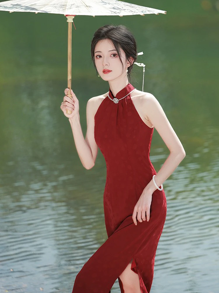 Red Cheongsam Improved Style Chinese Wedding Dresses for Summer