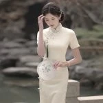 Summer Young Girls Dress White Daily Cheongsam Vintage Style