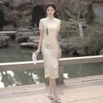 Summer Young Girls Dress White Daily Cheongsam Vintage Style