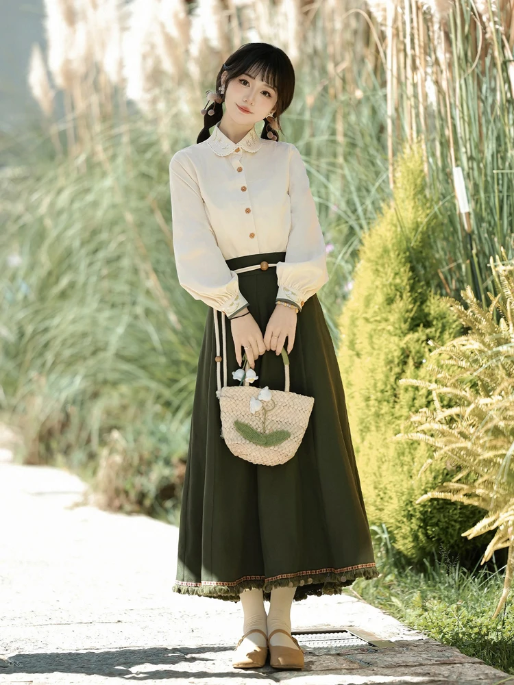 Women's Autumn Fashion Hanfu New Chinese Style Green Collection