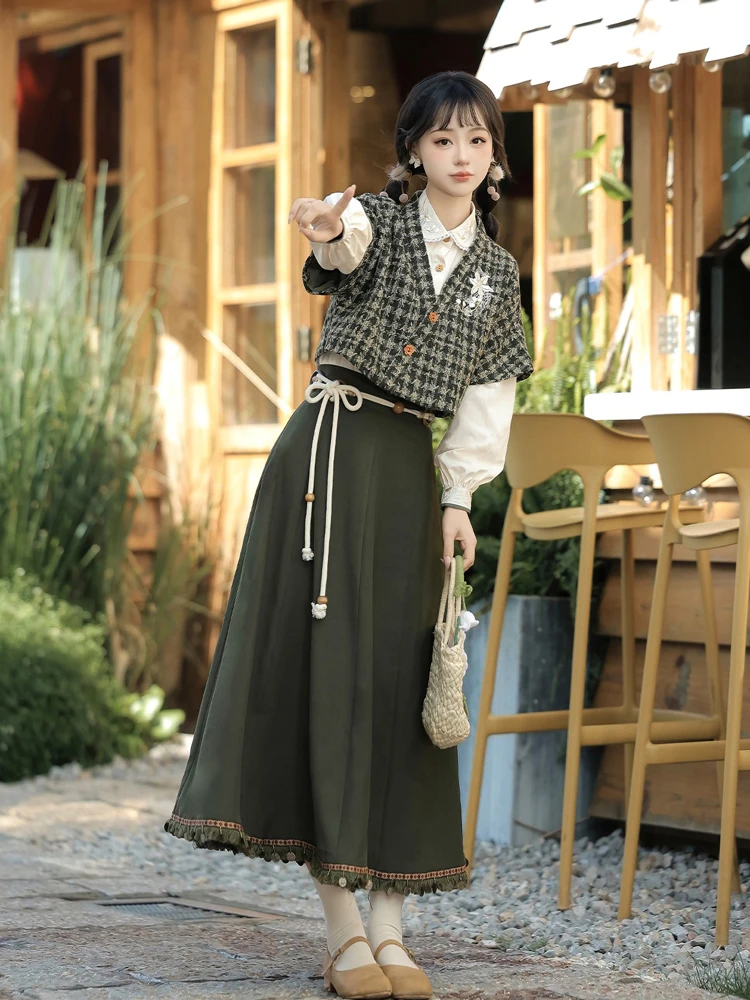 Women's Autumn Fashion Hanfu New Chinese Style Green Collection