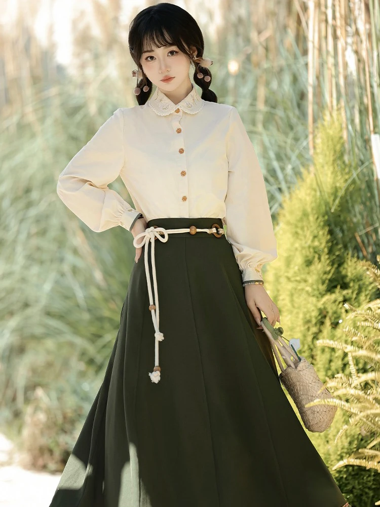 Women's Autumn Fashion Hanfu New Chinese Style Green Collection