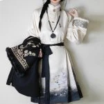 Women's Black Hanfu Daily Padded Ming Dynasty Costume