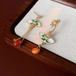 Fan Earrings Zirconia Retro Vintage Luxury Premium Jewelry