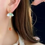 Fan Earrings Zirconia Retro Vintage Luxury Premium Jewelry