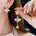 Fan Earrings Zirconia Retro Vintage Luxury Premium Jewelry