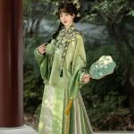 Ming Dynasty Hanfu Aoqun Autumn Green Mamian Qun