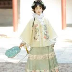 Ming Dynasty Winter Green Colours Hanfu New Year Pipa Sleeve