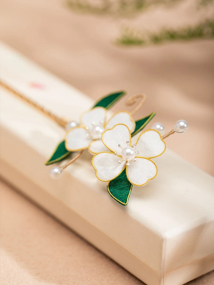 Mori Type Hanfu Hairpin Simple Green Style Magnolia Flower Hair Accessories