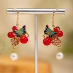 New Year Butterfly Hanfu Earrings Red Cheongsam Ancient Style