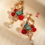 New Year Butterfly Hanfu Earrings Red Cheongsam Ancient Style