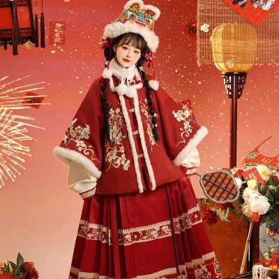 New Year Hanfu Ming Dynasty Aoqun Thick Red Suit